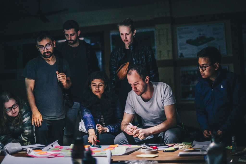 Aalto and AITM students during an evening session. 